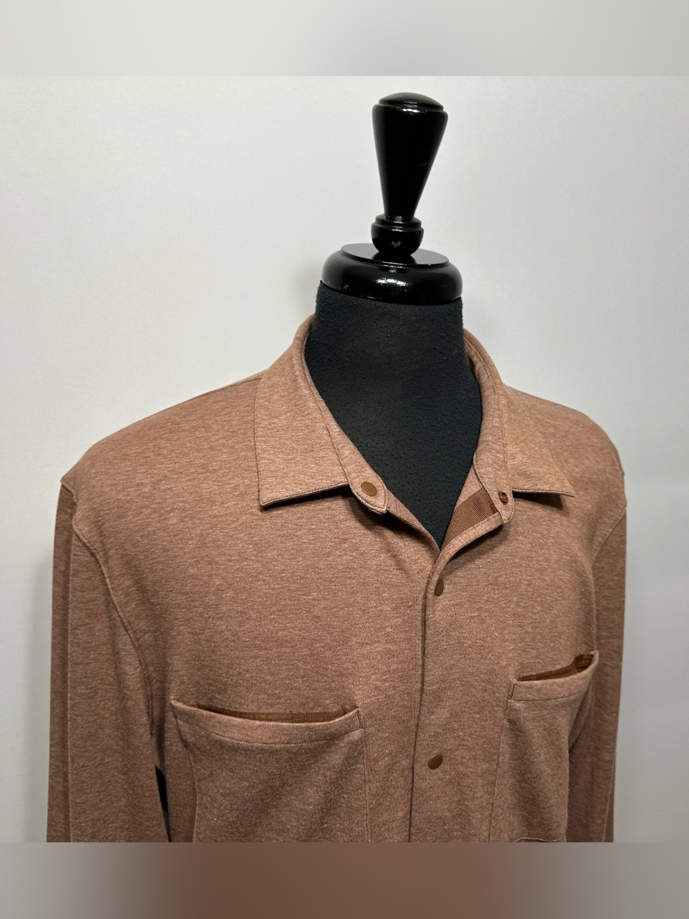 Men's LULULEMON Brown Soft Knit Snap Performance Overshirt Flannel Shirt Sz XL